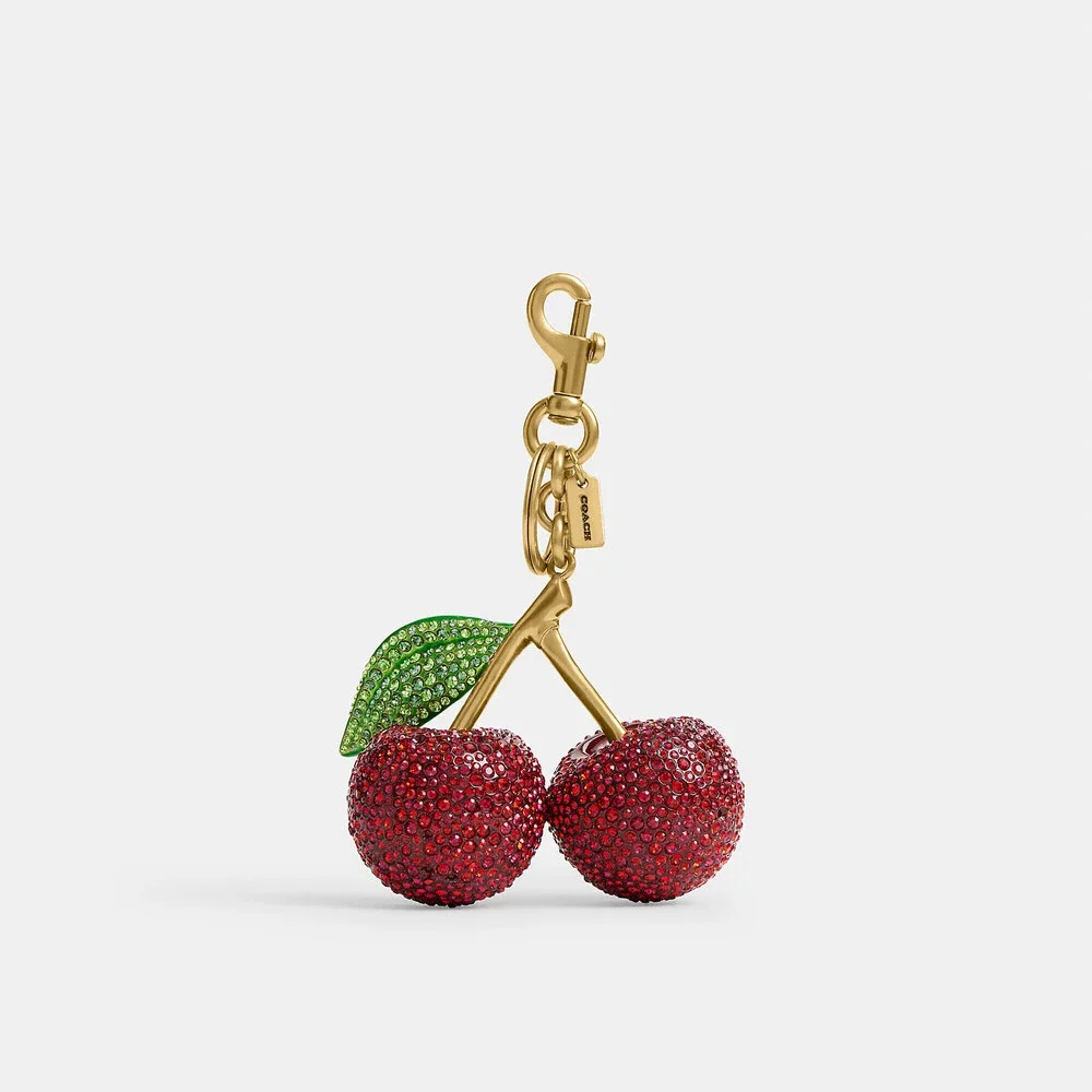 Coach Outlet Large Crystal Cherry Bag Charm - Picture 1 of 3